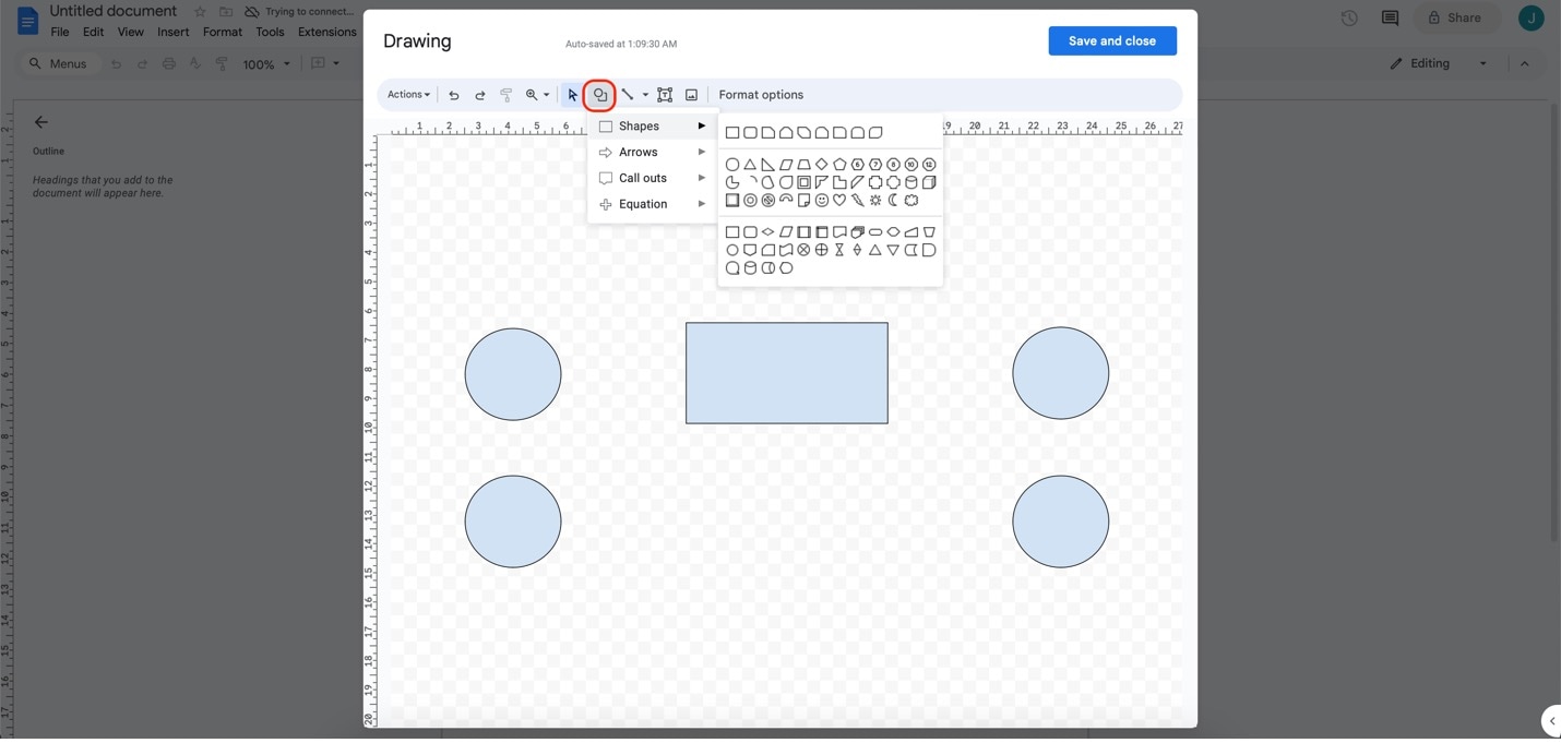 google docs shape menu drawing