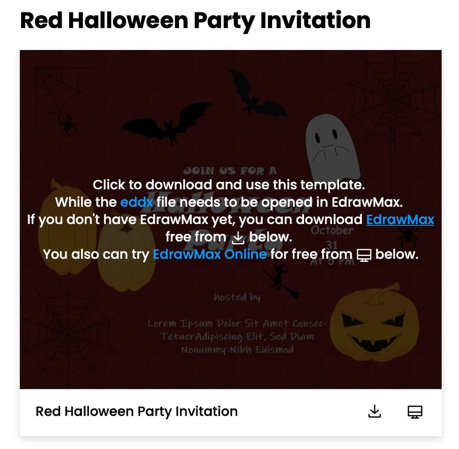 descargar invitación roja de fiesta de Halloween