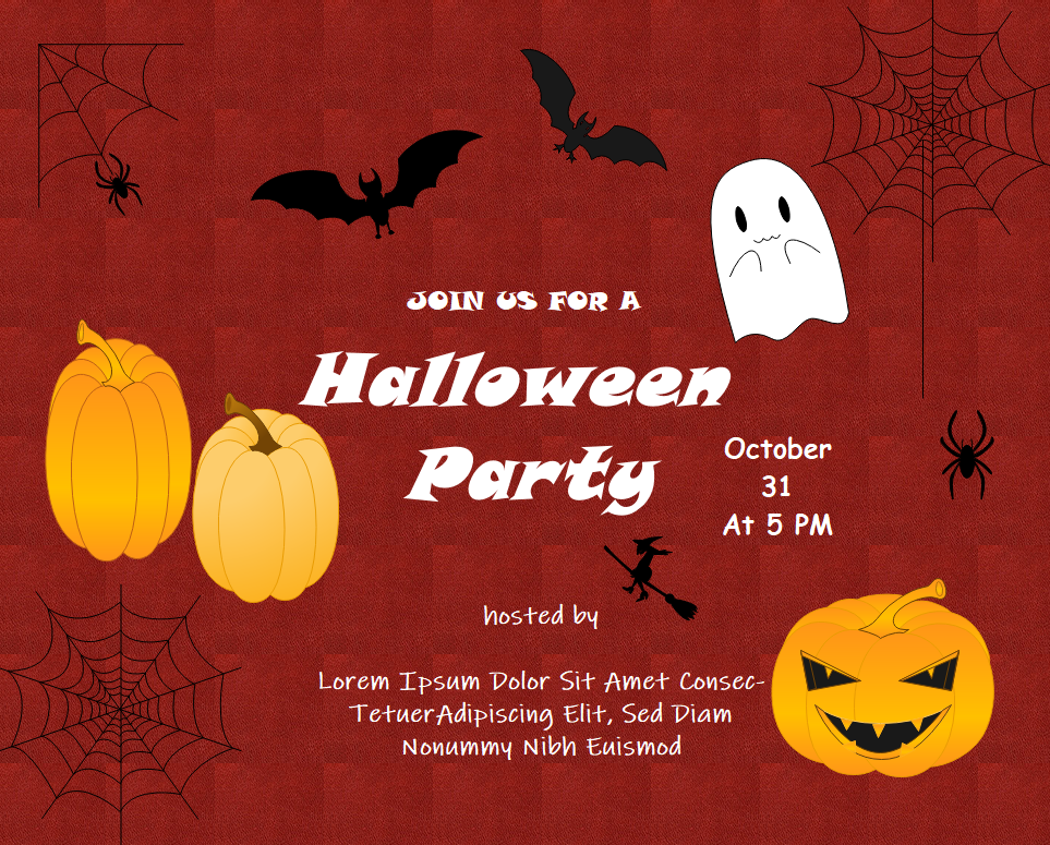 Red Halloween Party Invitation