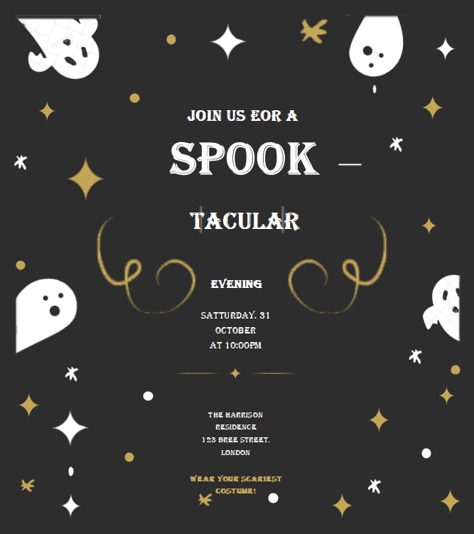 Invitación a la fiesta de Halloween con temática de fantasmas