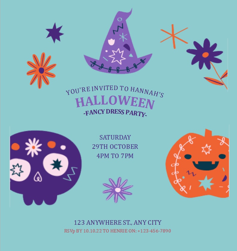 Blue Halloween Party Invitation