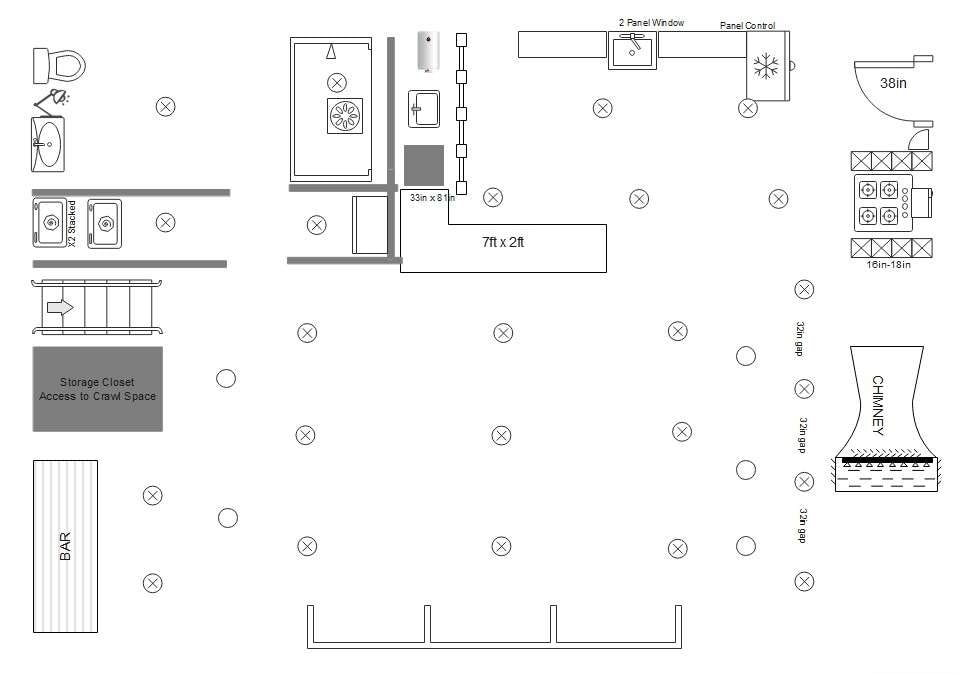 basement floor plan with bar space