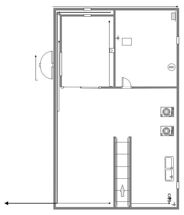 basement floor plan with laundry area