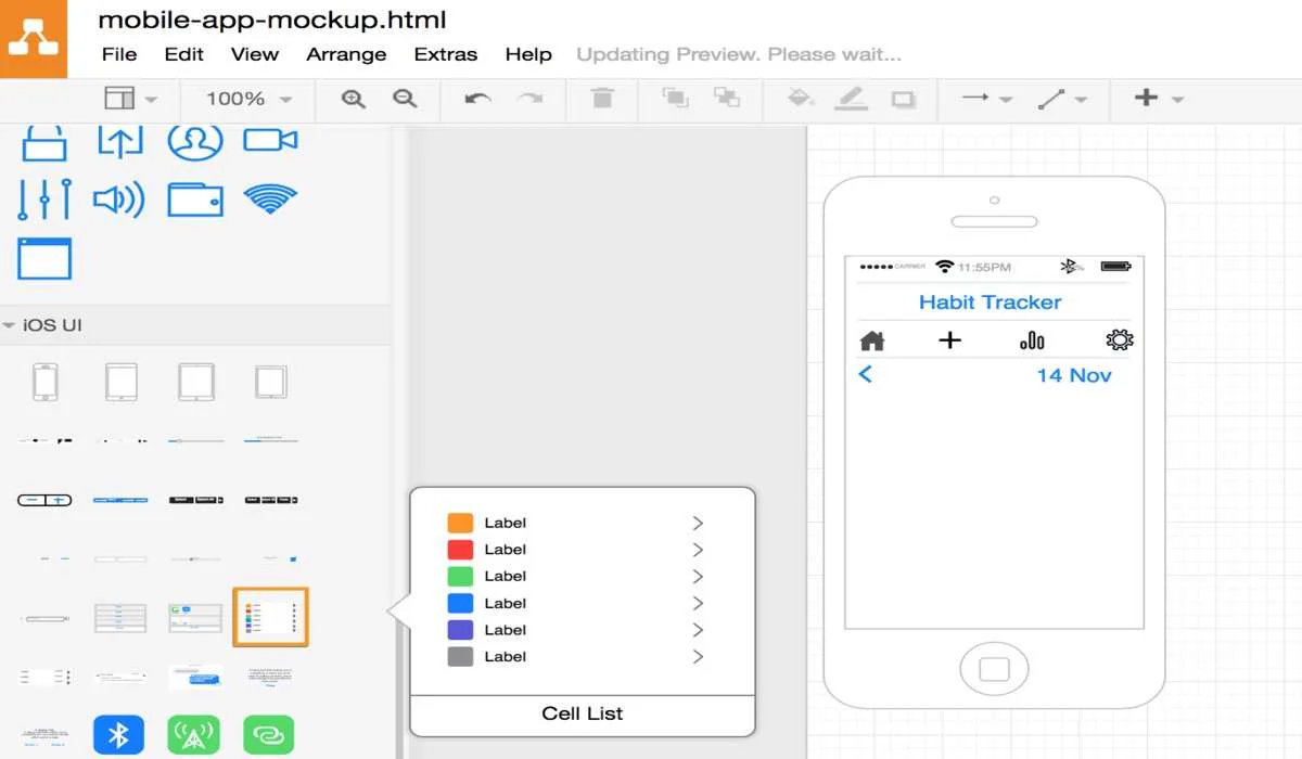 interface de usuário draw.io