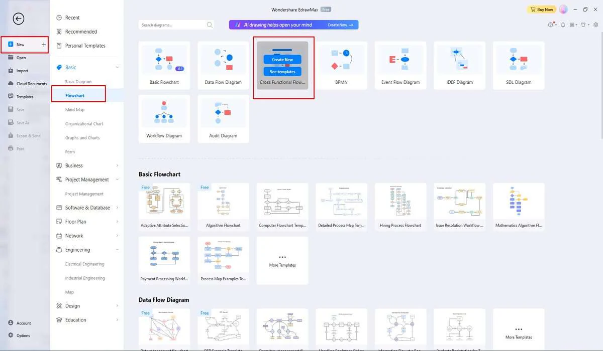 Diagramme à couloirs dans edrawmax