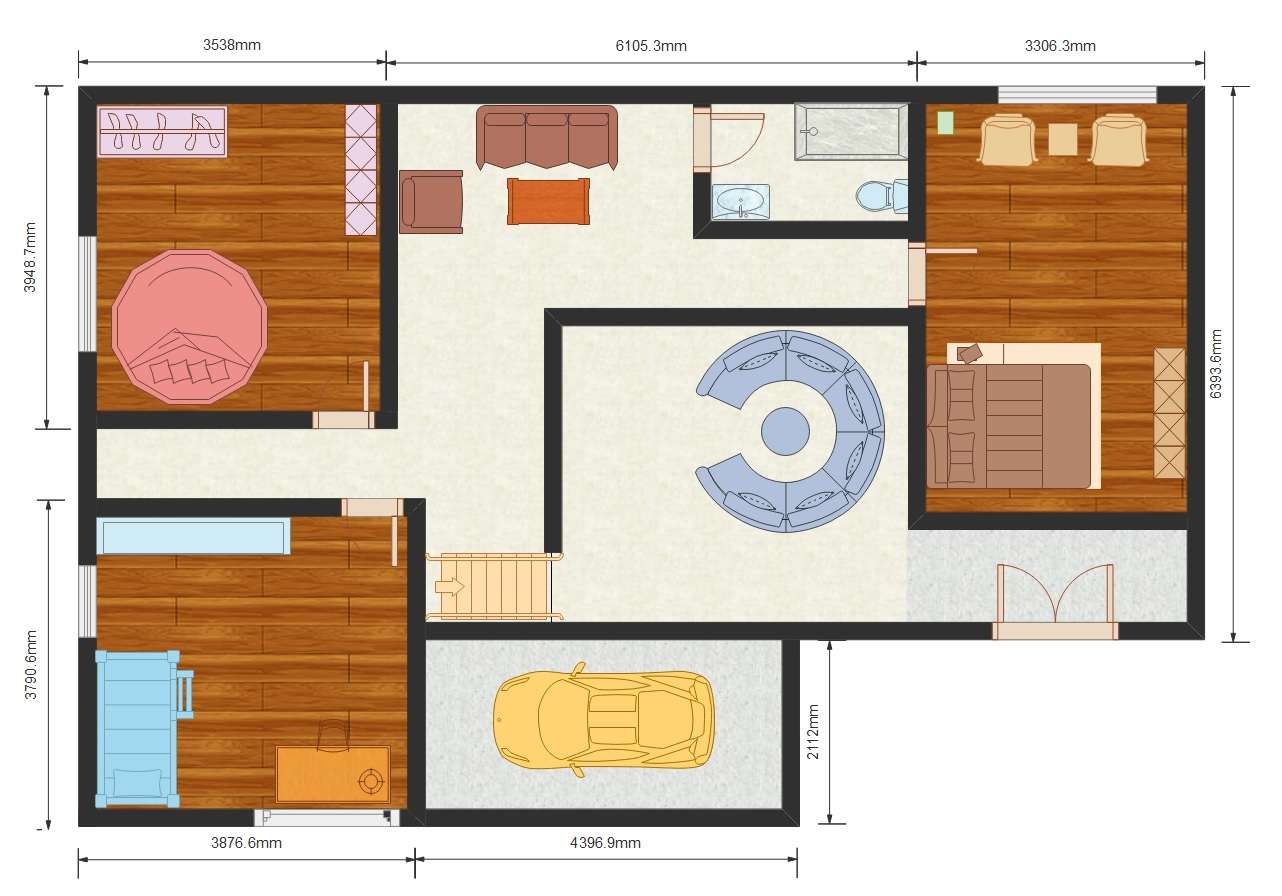 colorized house plan
