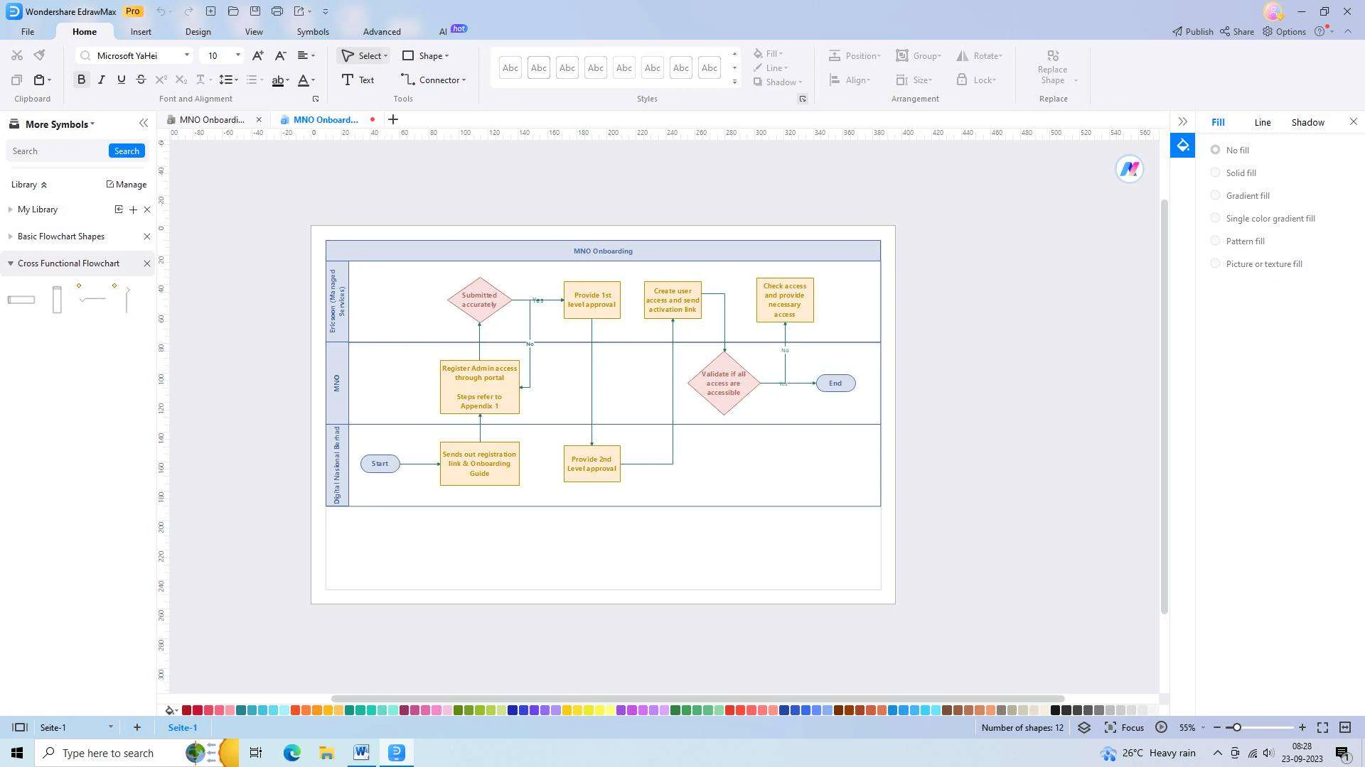 ejemplo de diagrama de carriles