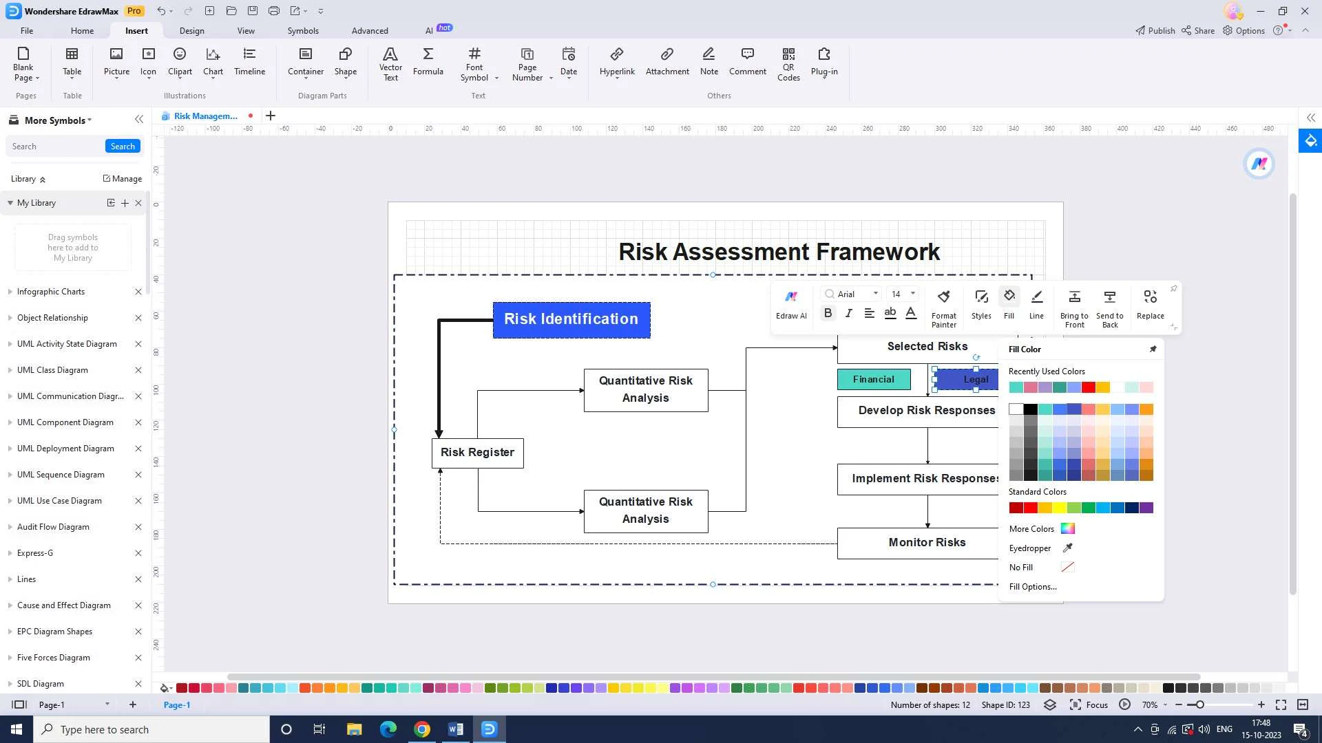 entering data to the chart in edrawmax