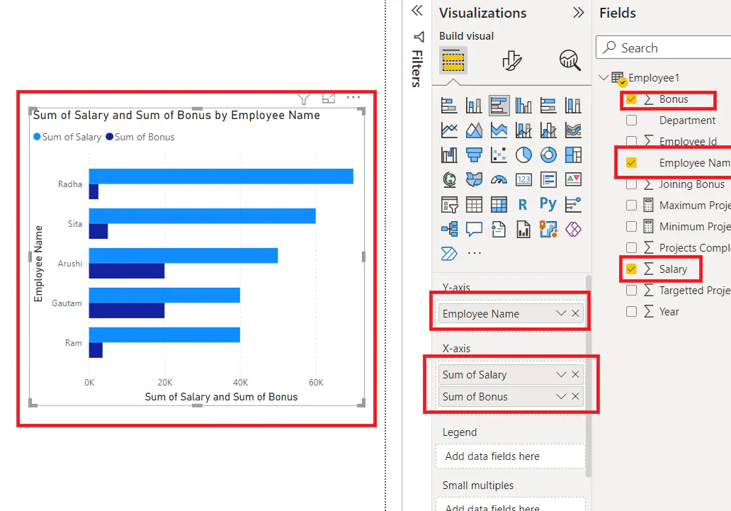 clustered column chart power bi step 1