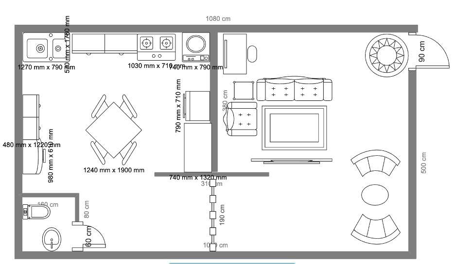 living room with kitchen floor plan
