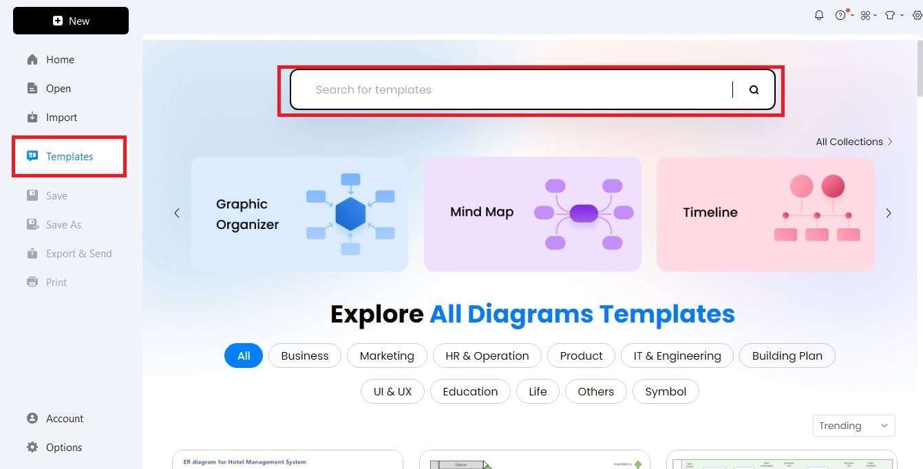 Open EdrawMax and find templates