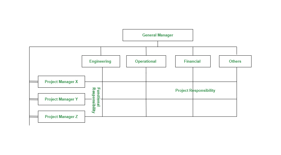 ejemplo del organigrama de una estructura de matriz