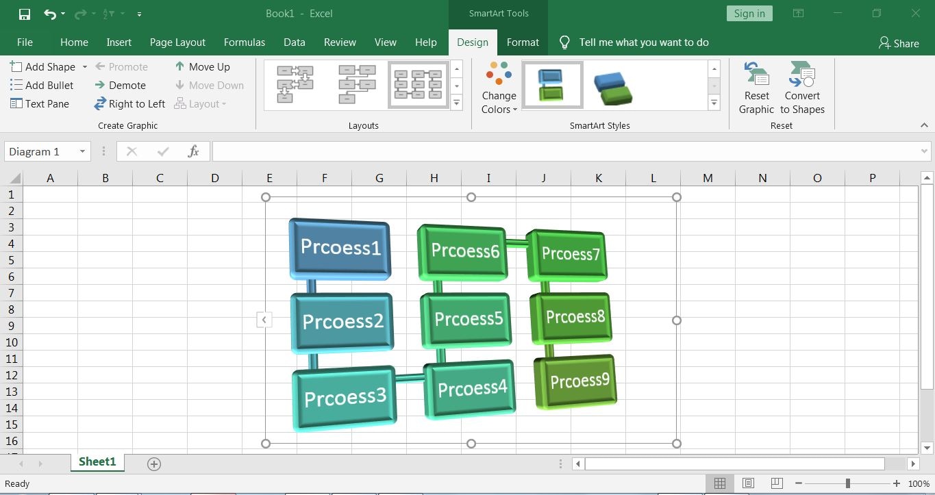 customize the excel flowchart