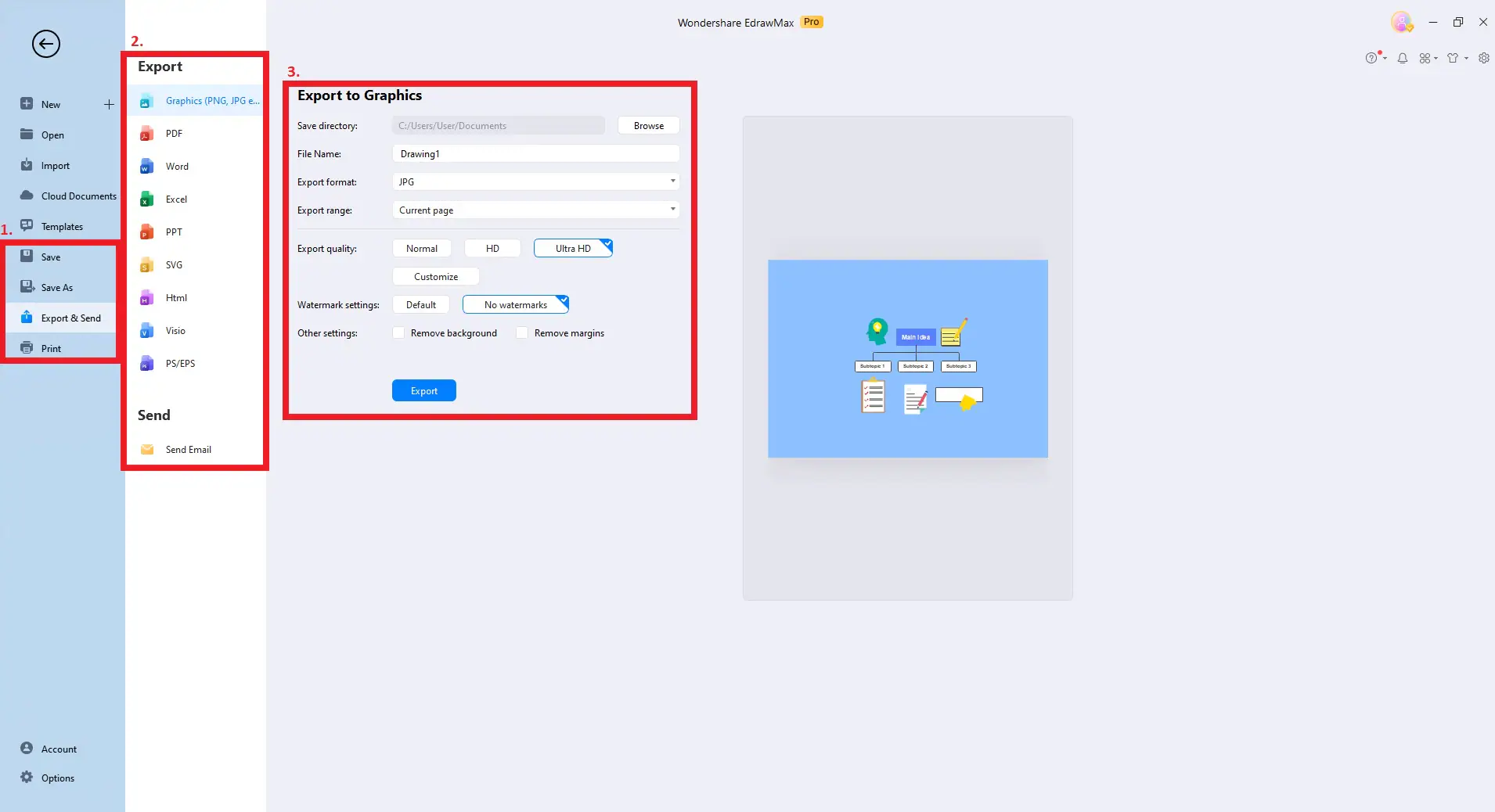 save or export your mind map