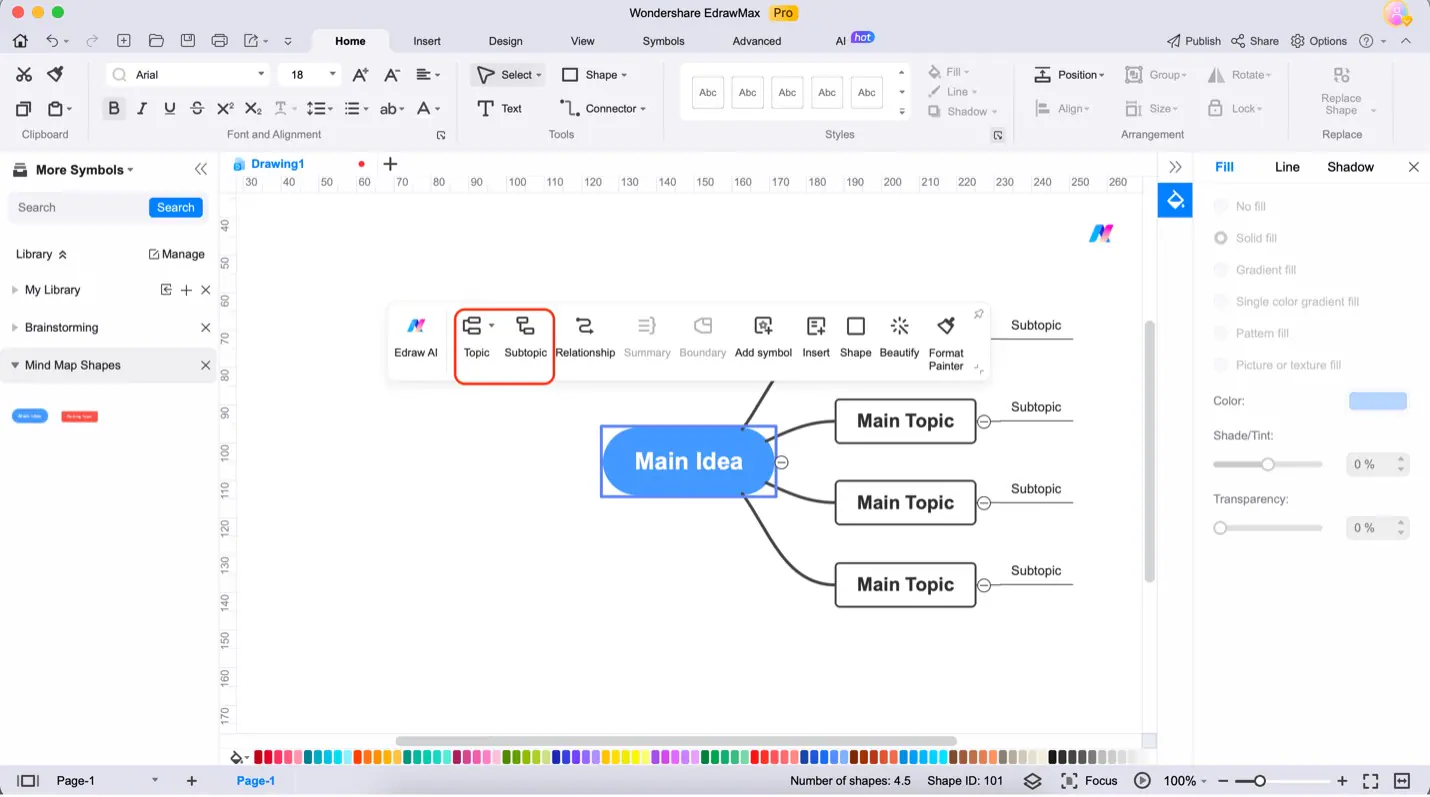 edrawmax topic subtopic feature