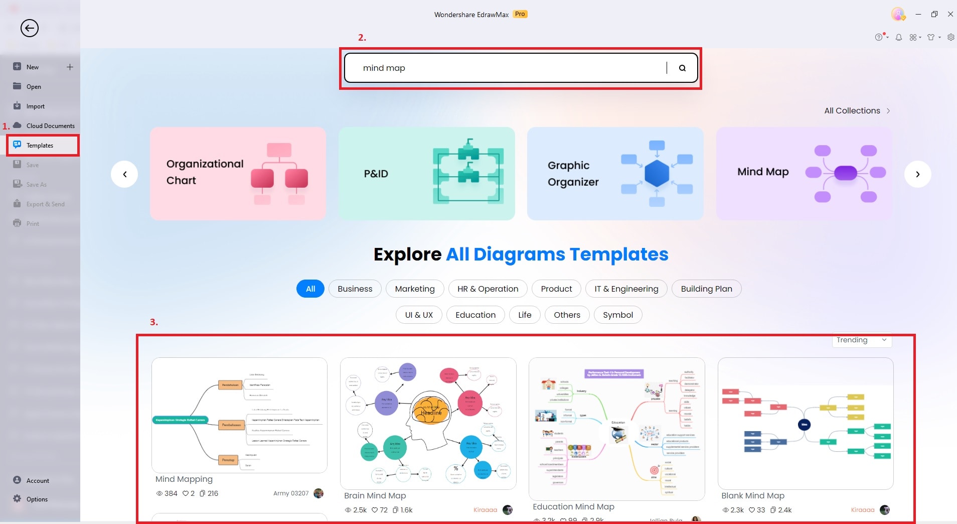 choose mind map from templates community