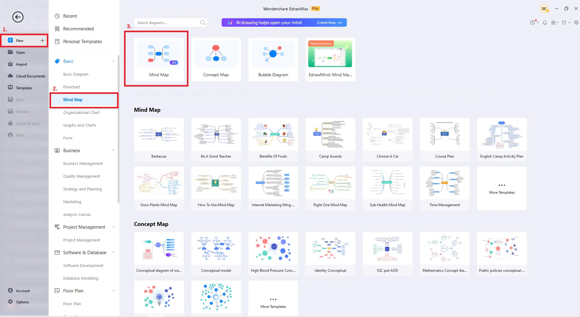 using a blank mind map for diagramming