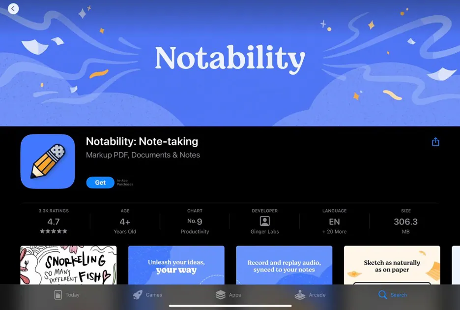 notability ipad app store page