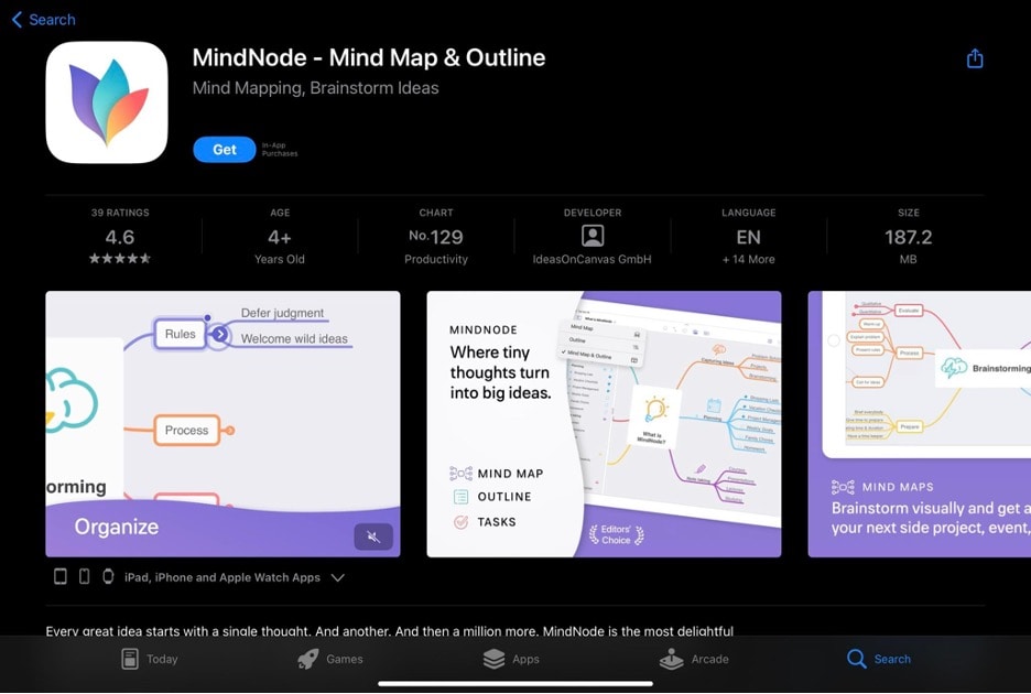 mindnode ipad app store page