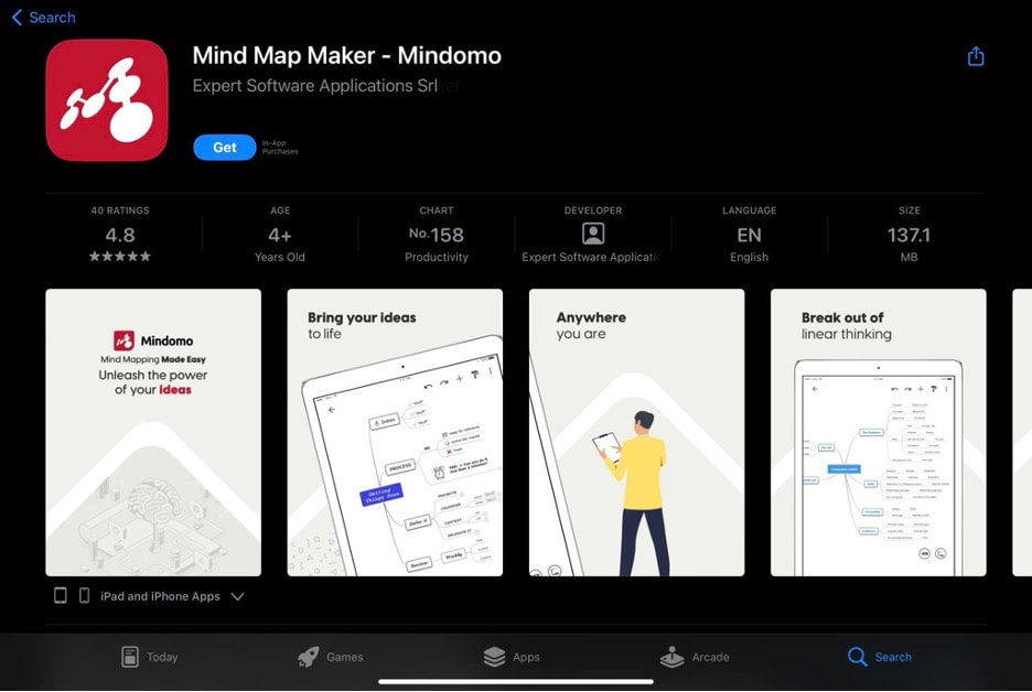 mindomo ipad app store page