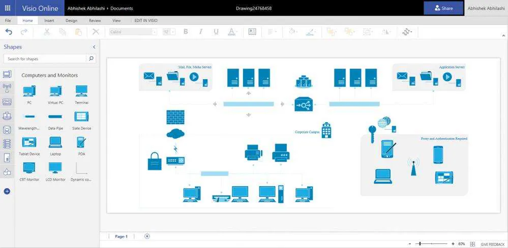 visio online user interface