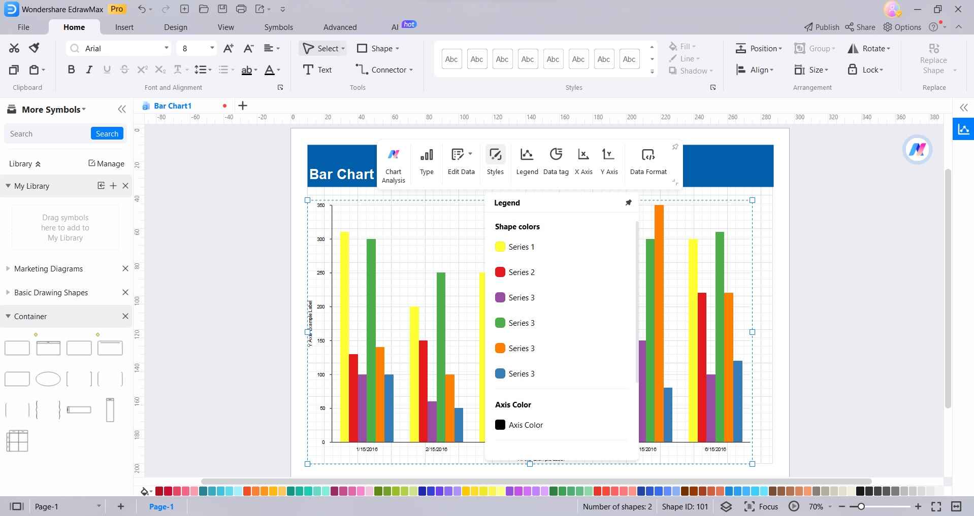 format bar chart colors labels on edrawmax