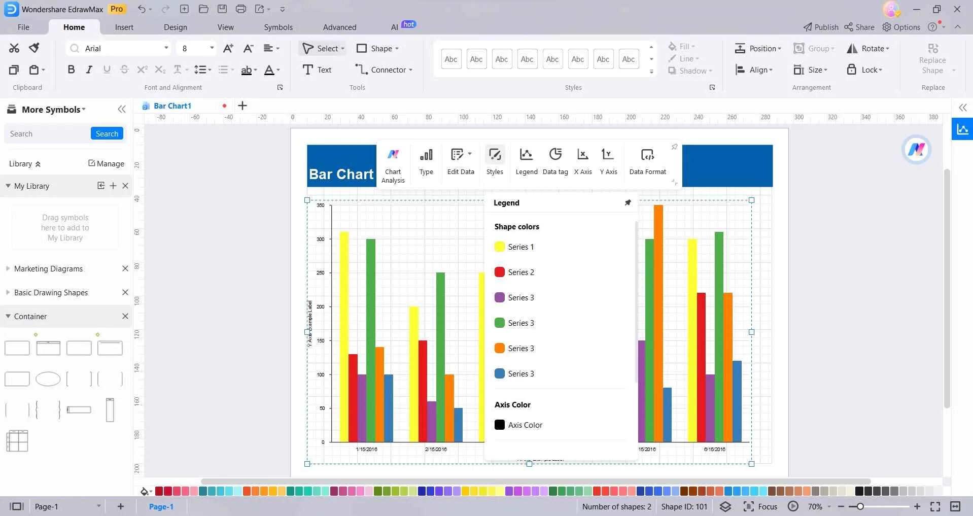 formater les couleurs des étiquettes d'un diagramme à barres sur edrawmax