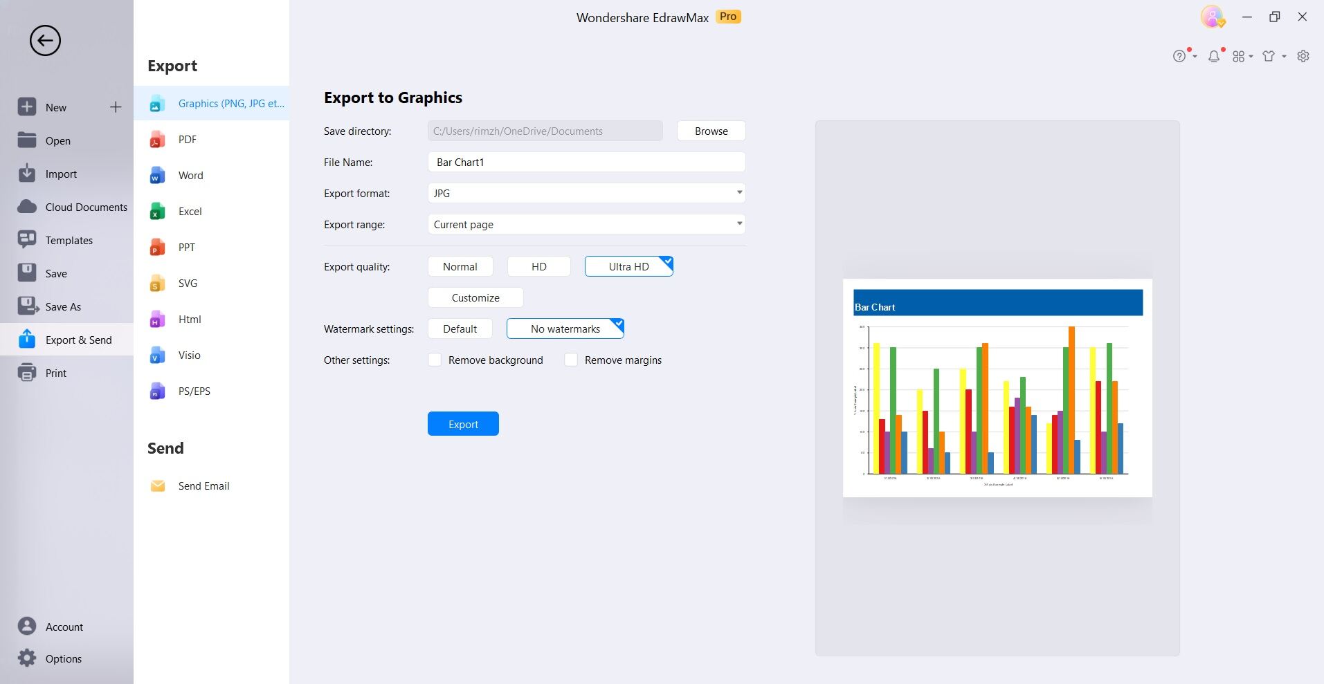 export and share bar chart edrawmax