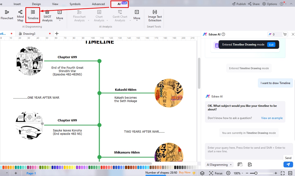 step8 of making a timeline in Edrawmax