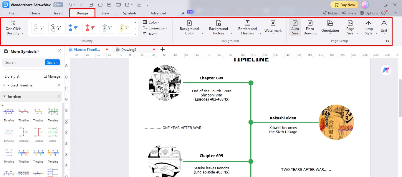 step6 of making a timeline in Edrawmax