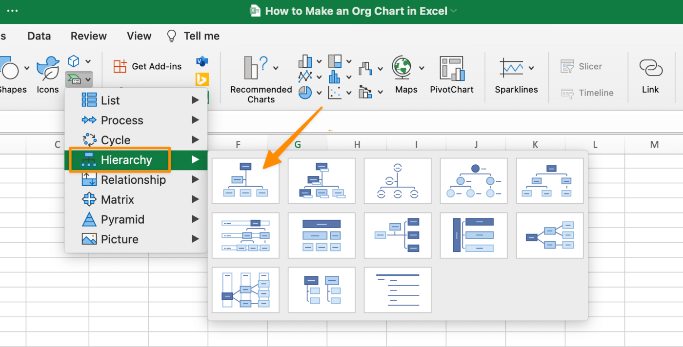 office 365 organization charts excel