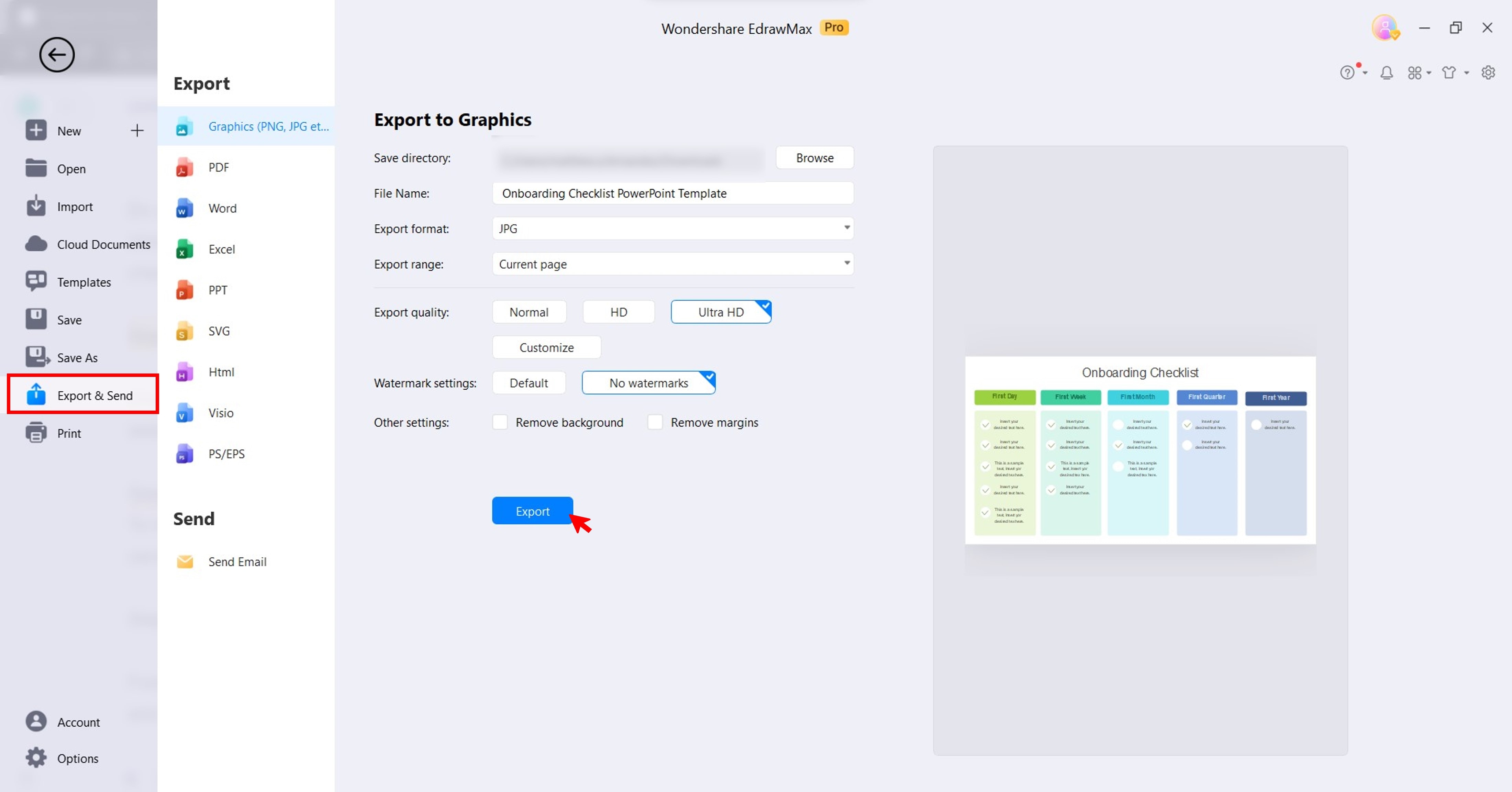 exporta la lista de verificación de EdrawMax a formato gráfico