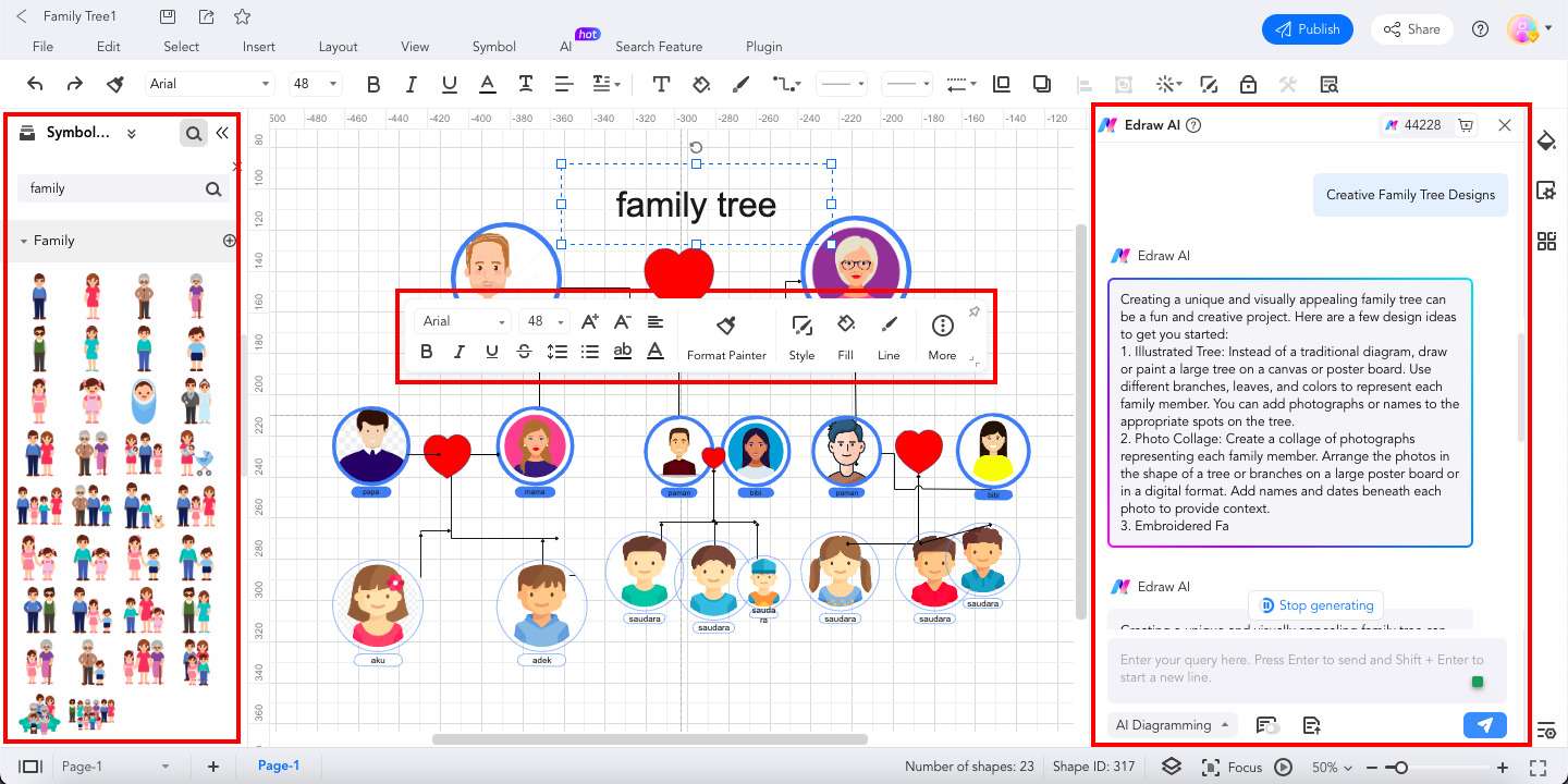 customize family tree on edrawmax