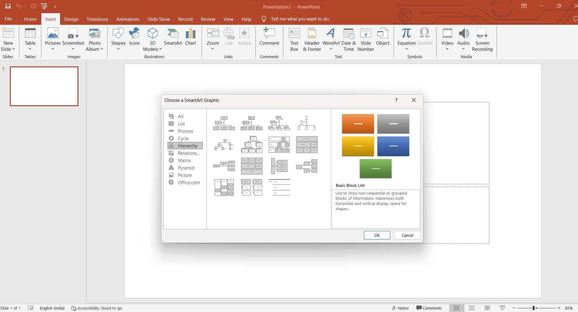 add a smart art organization chart