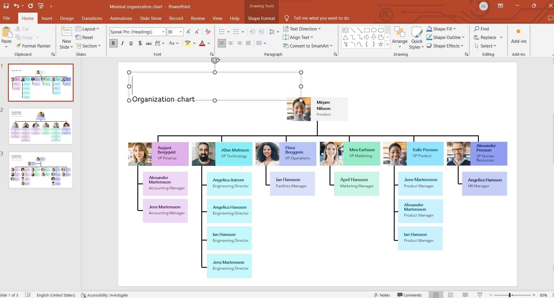 company org chart in powerpoint