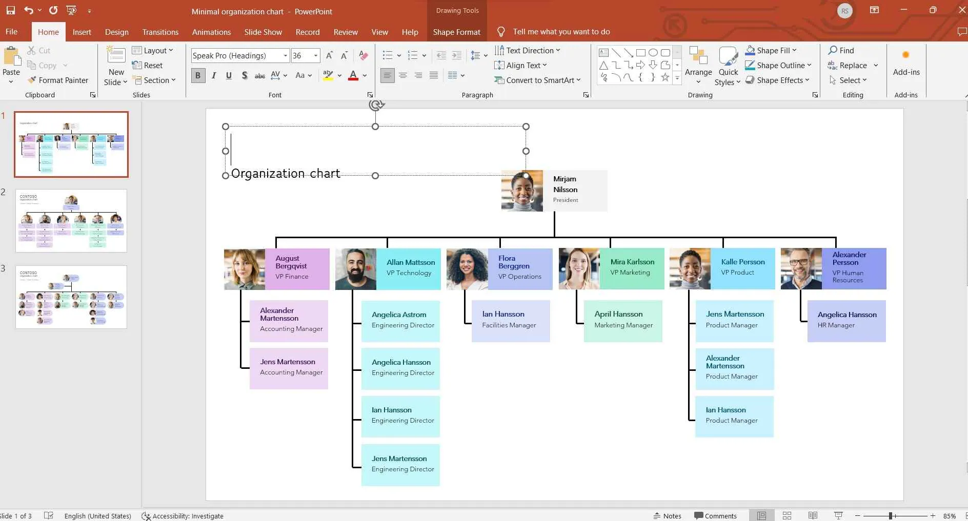 company org chart in powerpoint