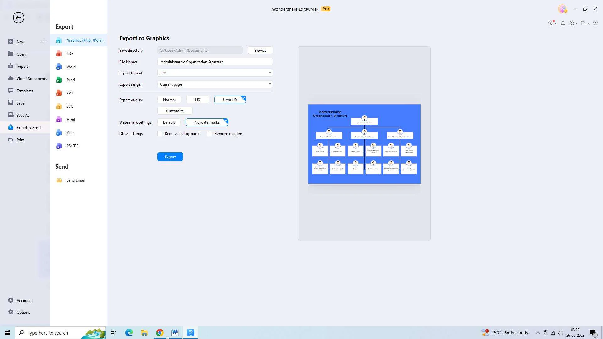 exportar y compartir en edrawmax