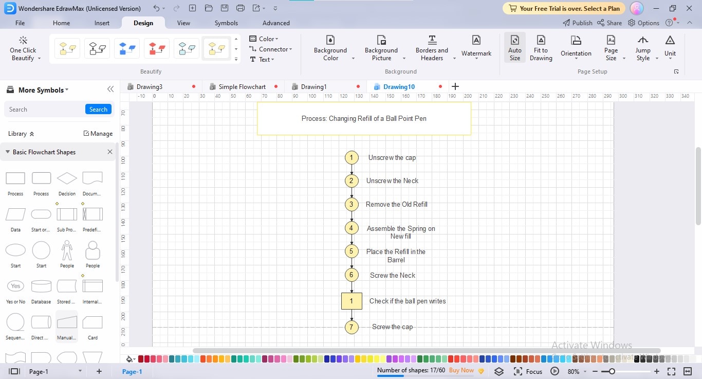 edrawmax outline process chart customization