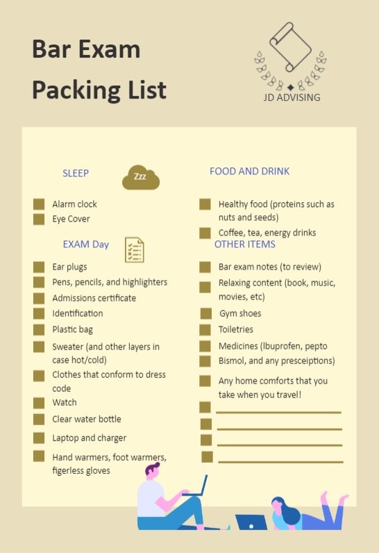 bar exam packing list template