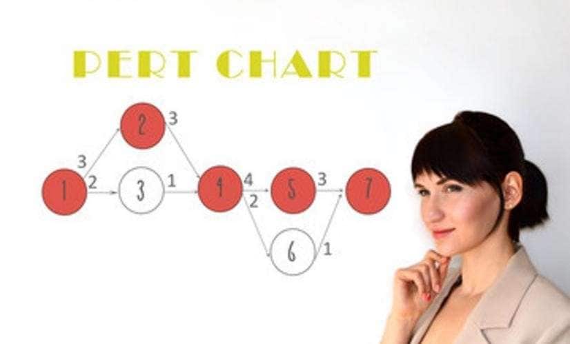 woman with pert chart drawing