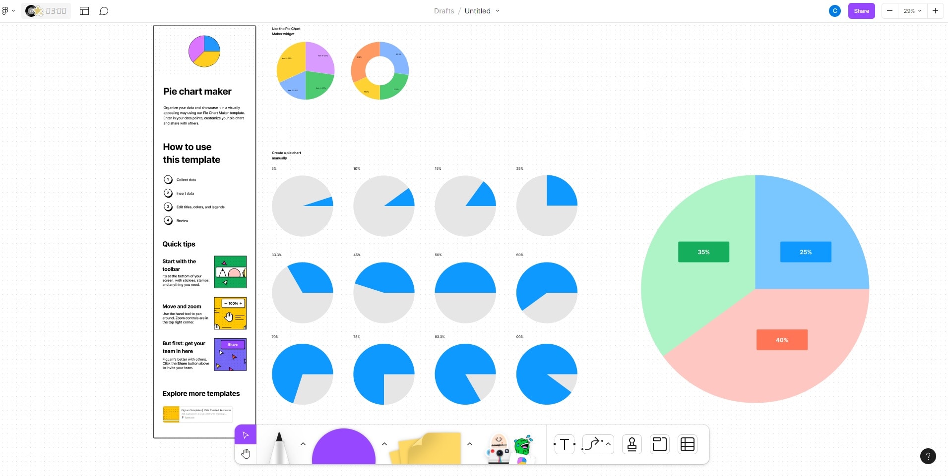 creating a pie chart in figma