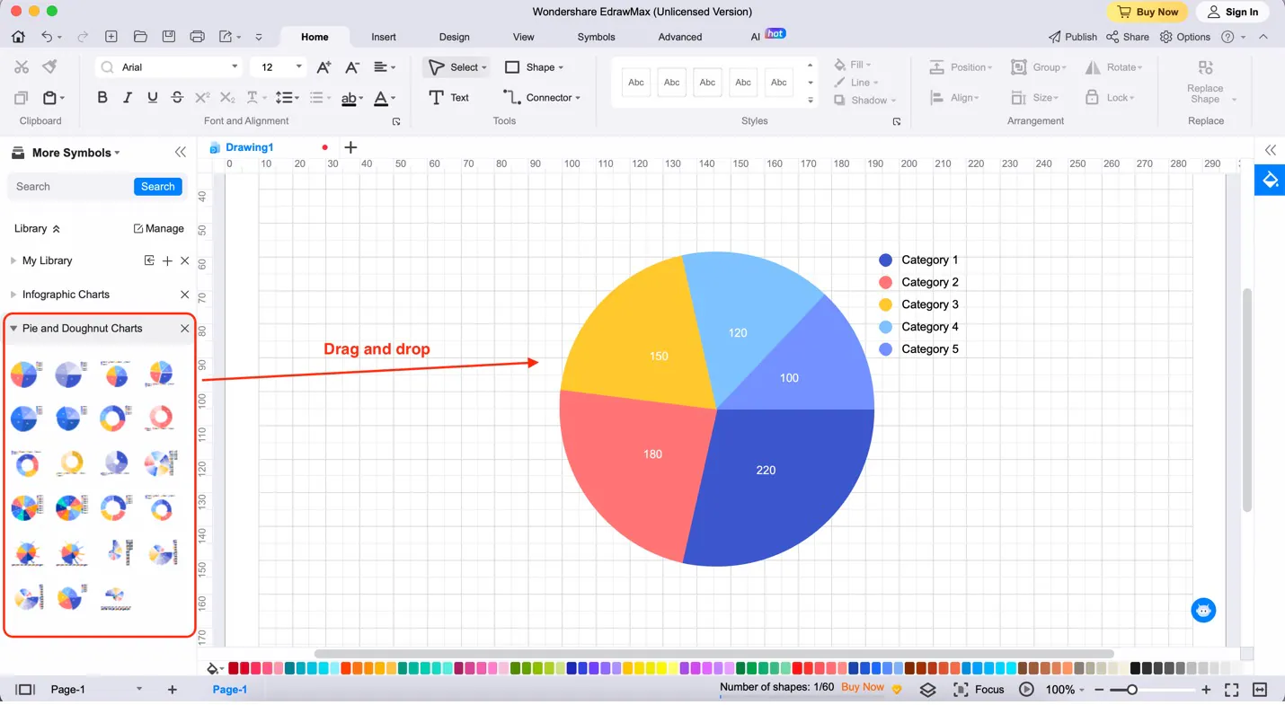 gráficos y cuadros de la página de inicio