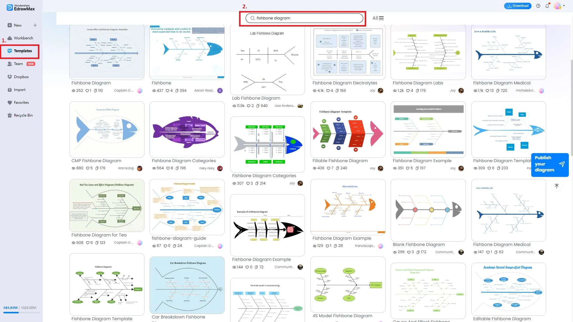 templates section of edrawmax online