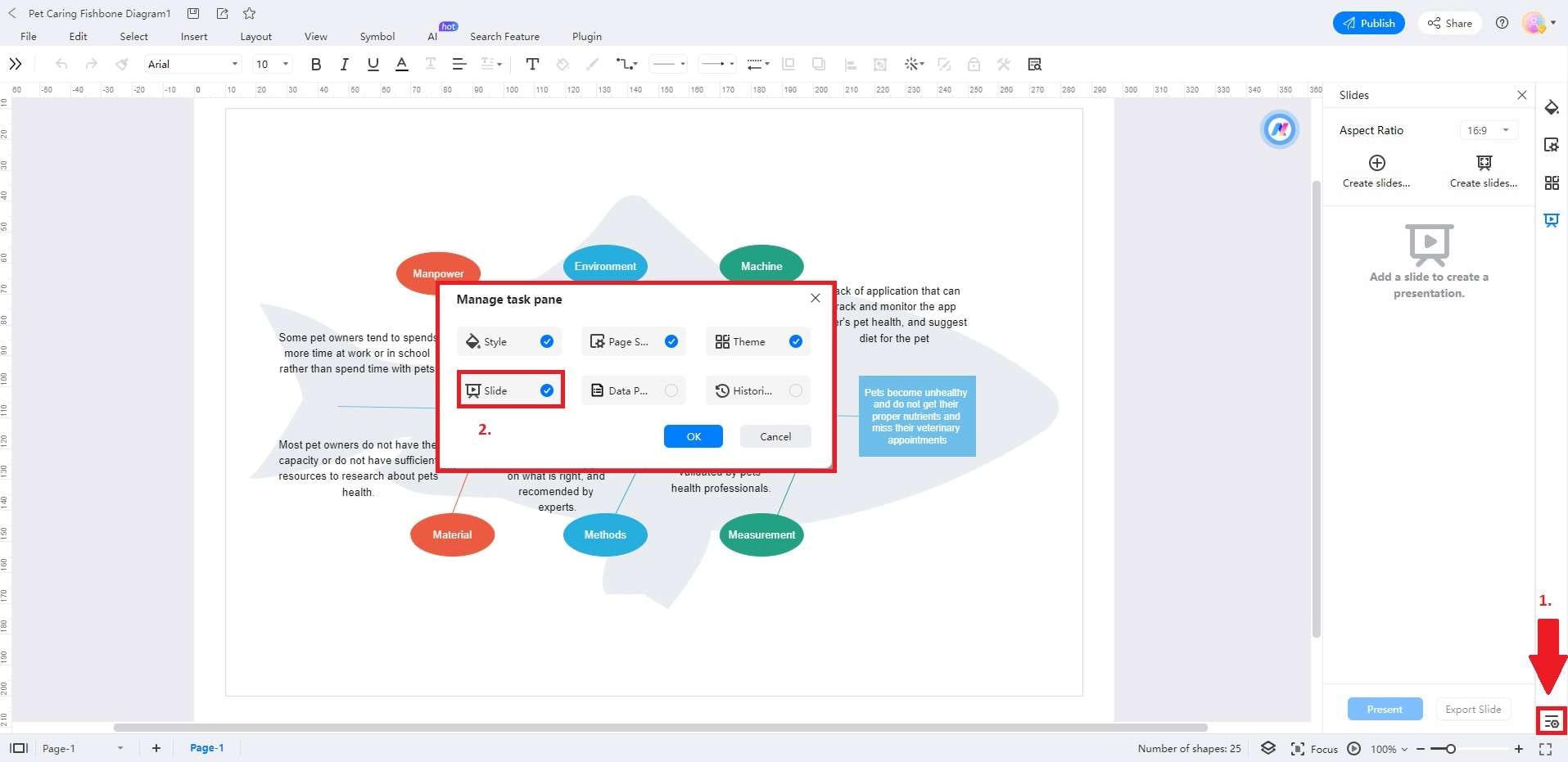 manage slides on diagram online
