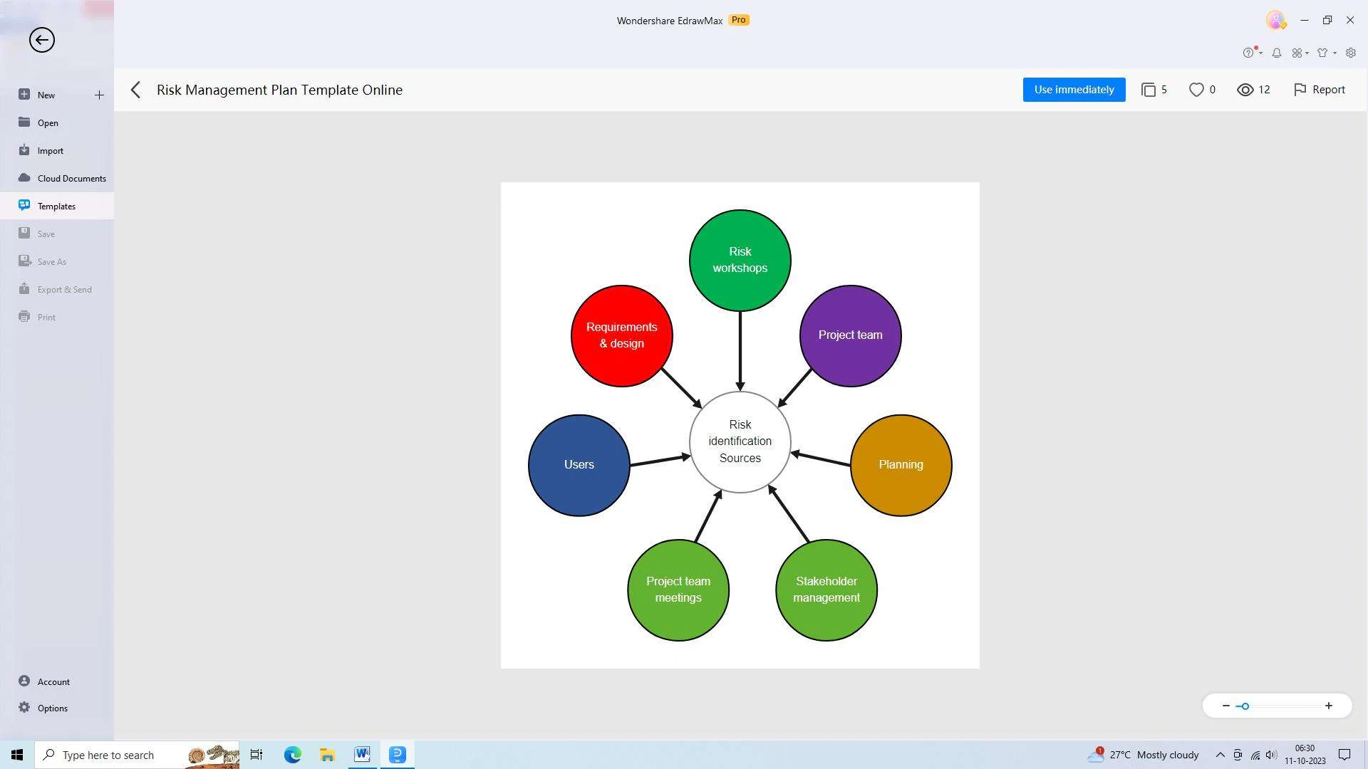 selecting template in edrawmax