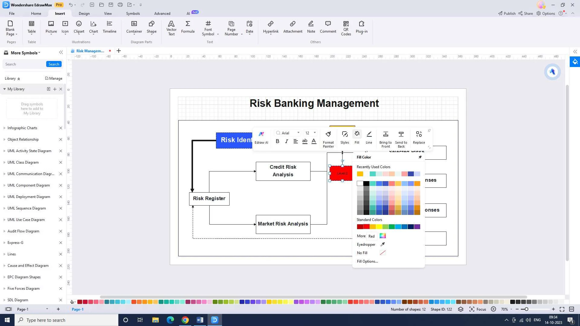 ajustando los colores del nivel de riesgo en EdrawMax