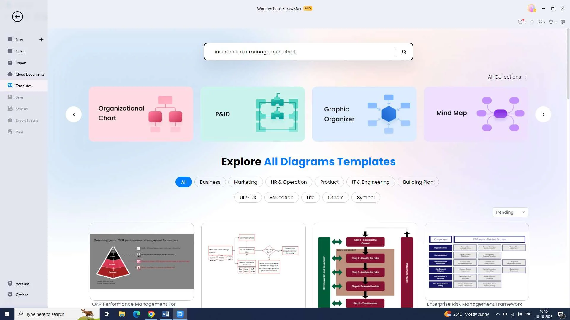 buscar una plantilla en edrawmax