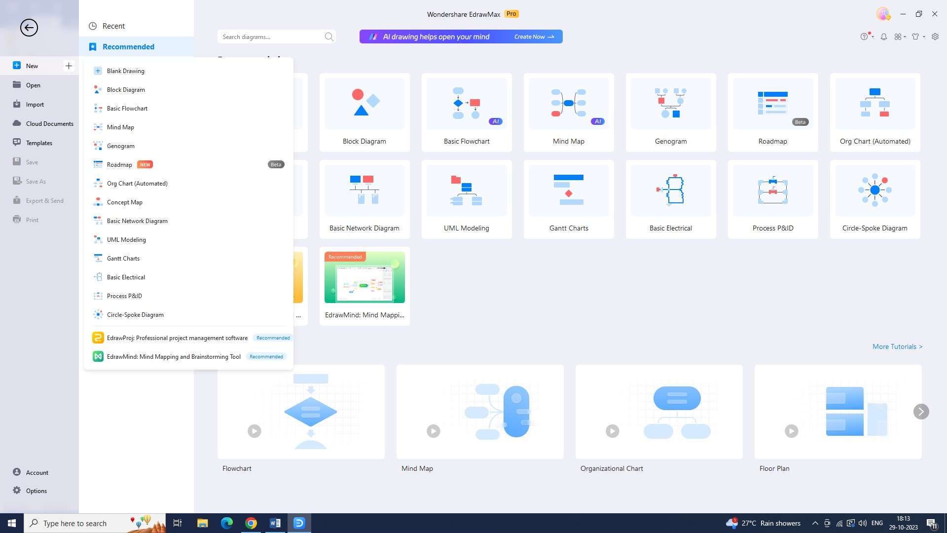 Abrir una nueva plantilla en edrawmax