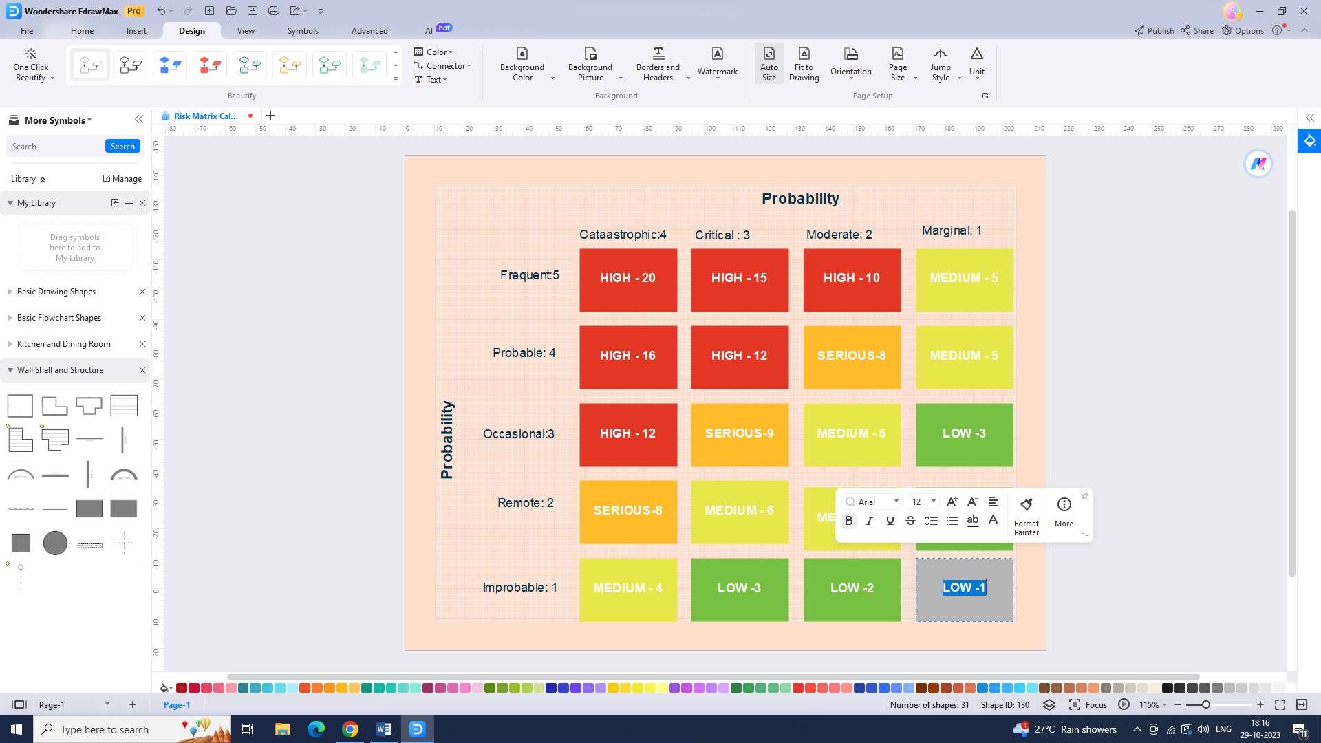 entering data into the diagram