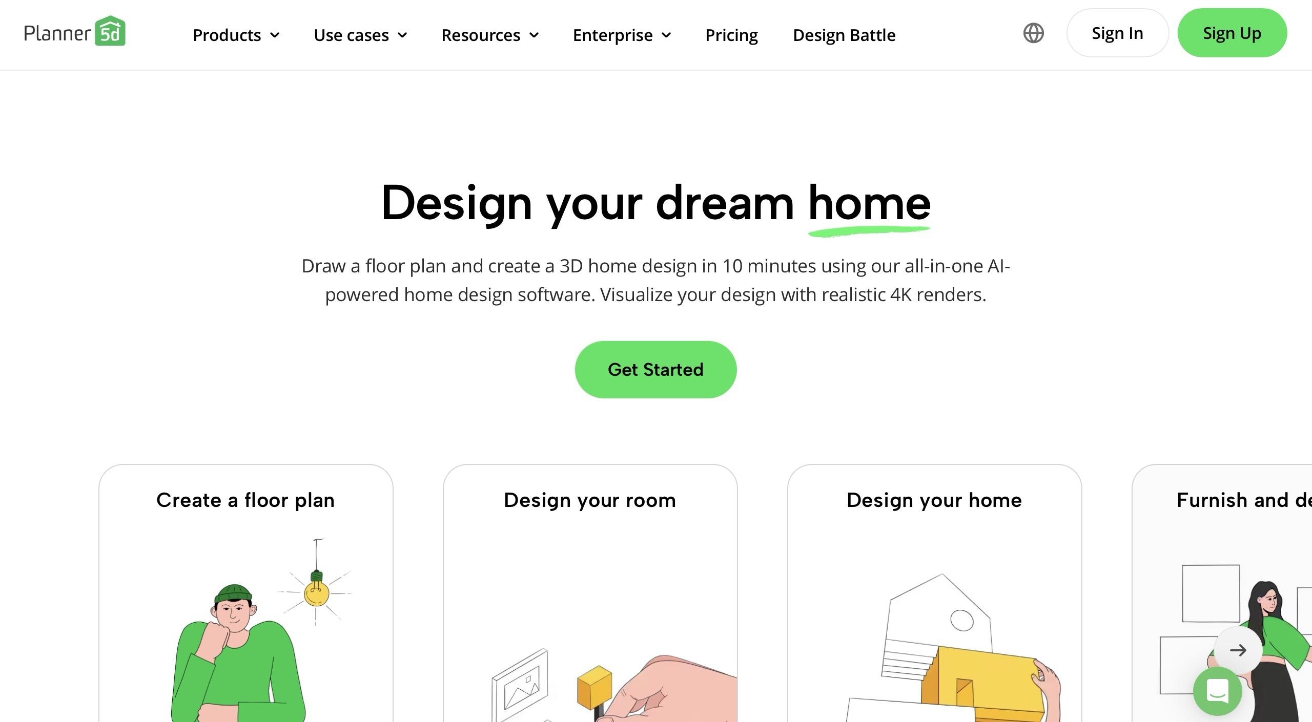 Planner 5D-Homepage interface